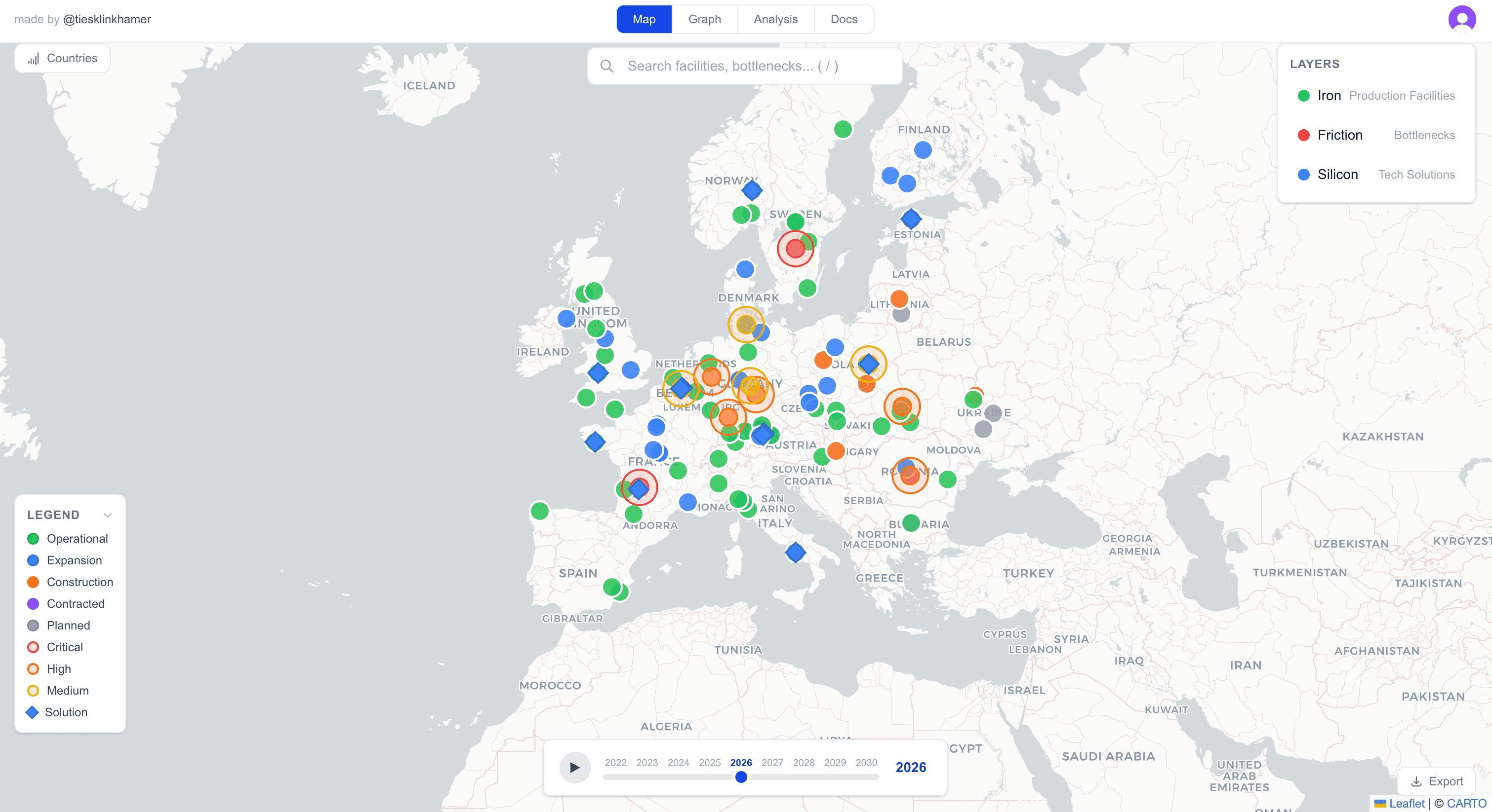 euro-defense.com — European defense facility map view